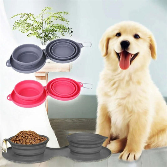 Foldable Double Pet Bowl for Dogs & Cats