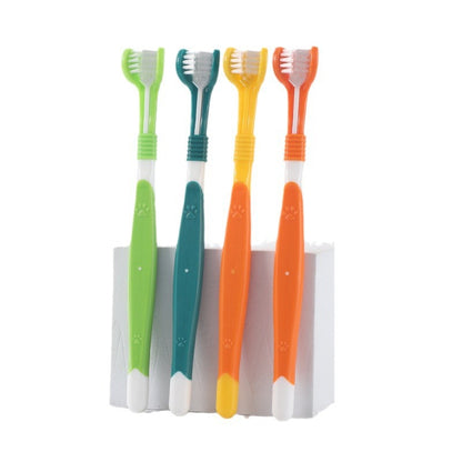Three-Sided Pet Toothbrush for Daily Oral Care – Gentle Cleaning for Dogs & Cats
