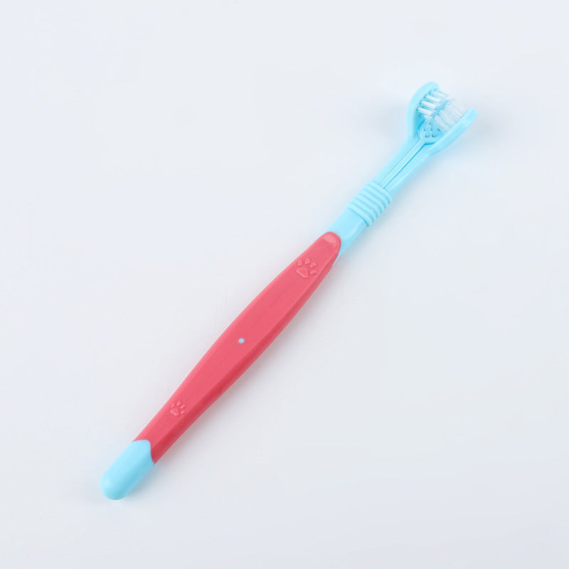 Three-Sided Pet Toothbrush for Daily Oral Care – Gentle Cleaning for Dogs & Cats
