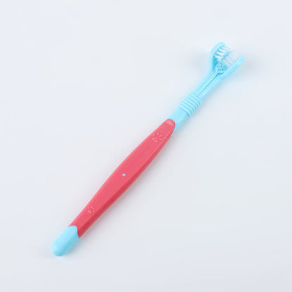 Three-Sided Pet Toothbrush for Daily Oral Care – Gentle Cleaning for Dogs & Cats