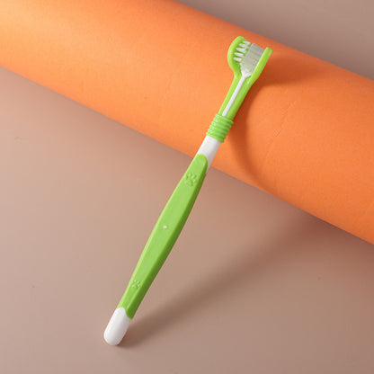 Three-Sided Pet Toothbrush for Daily Oral Care – Gentle Cleaning for Dogs & Cats